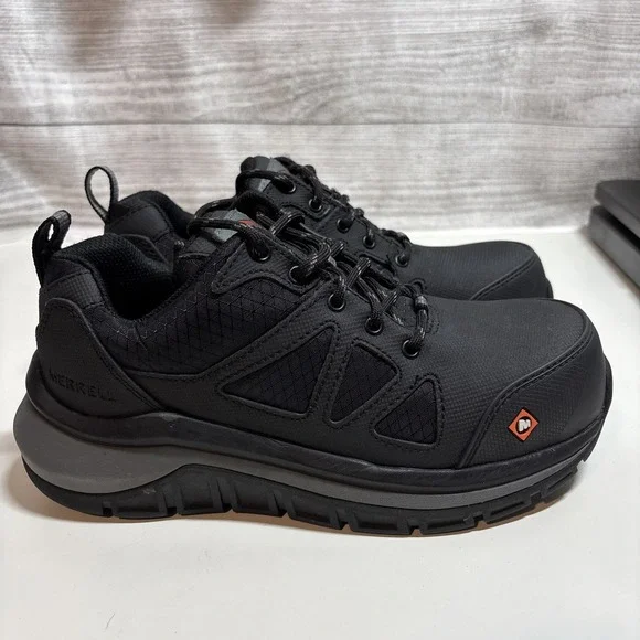 Merrell Fullbench Comp Toe J003325 Black Work Sneakers Shoes Men's 4 Women's 6 - Picture 2 of 10